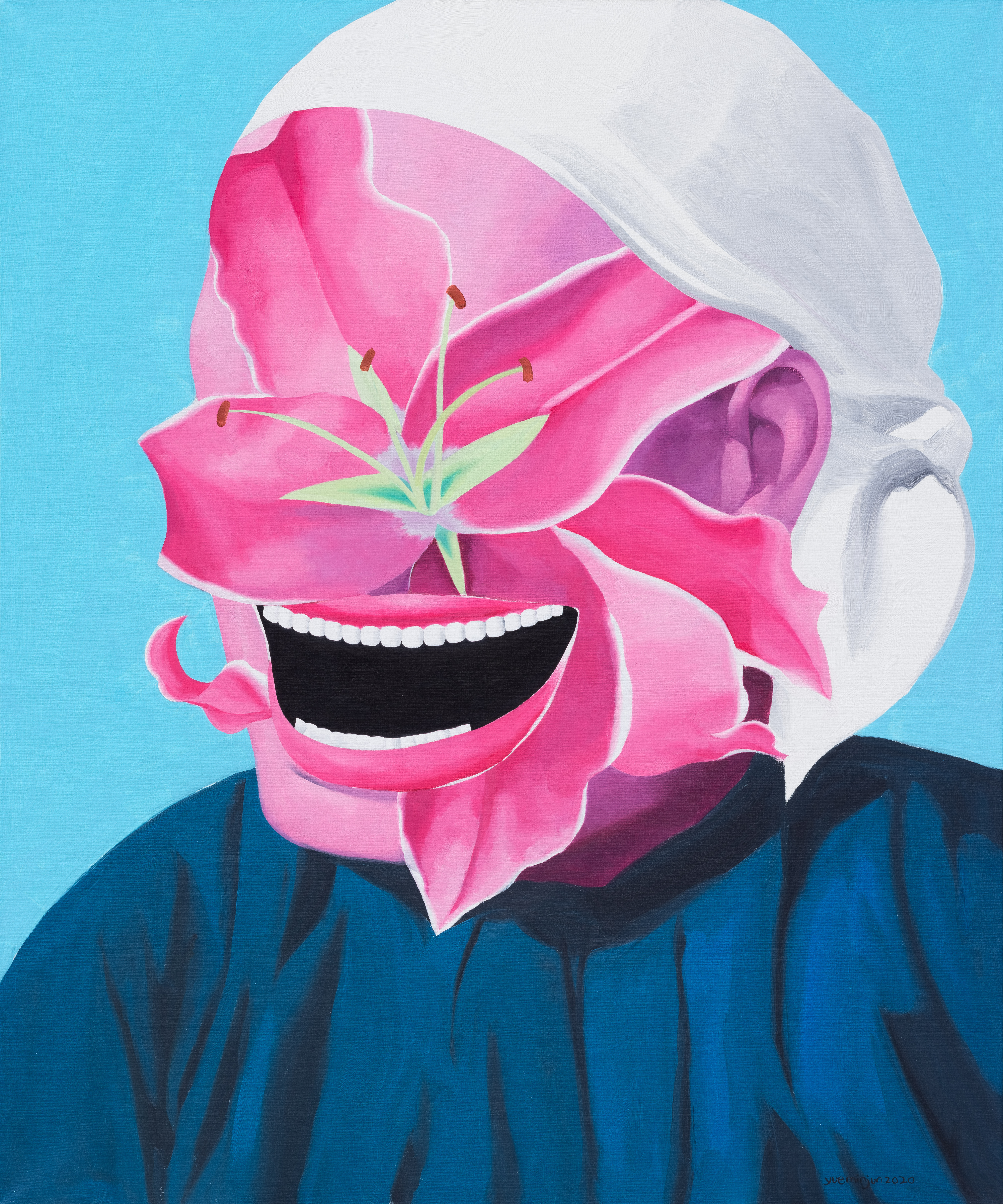 《百合花》布上油画