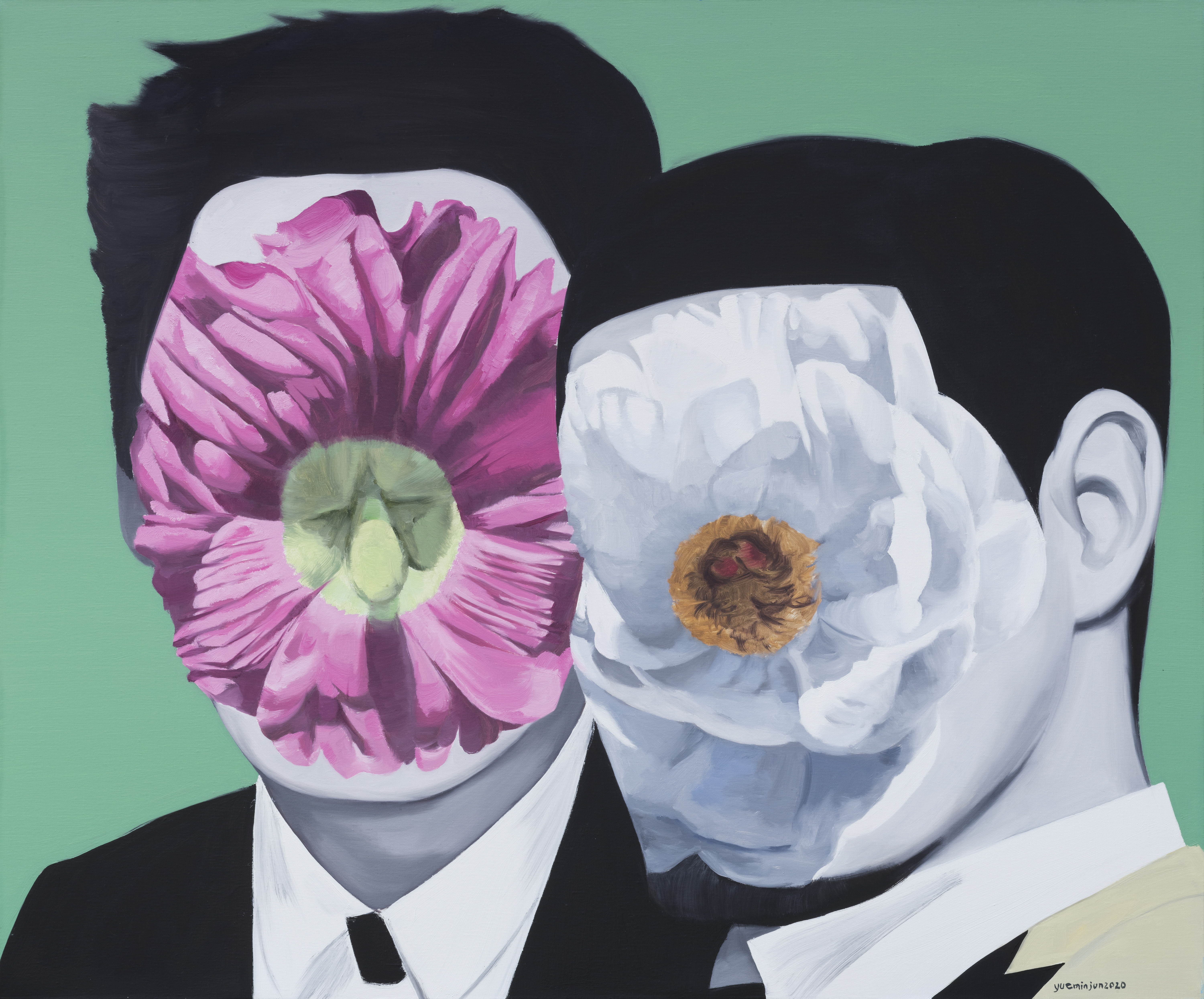 《蜀葵与白雏菊》布上油画 100X120cm 2020年 《Hollyhock and Pure Daisies》 Oil on Canvas 100X120cm 2020